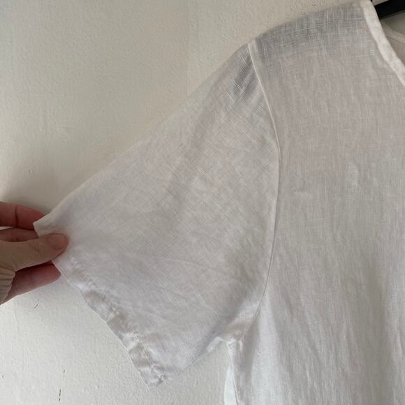 Terzo Millennio 100% Linen White Floral Eyelet Blouse SZ S Italian Cottage - Picture 6 of 7